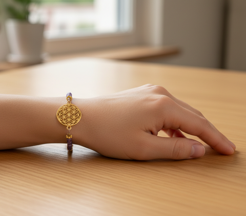 Braccialetto Fiore della vita con Ametista