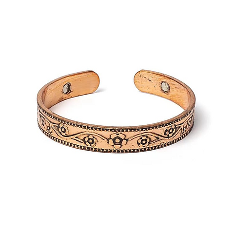 Braccialetto magnetico in rame motivo floreale