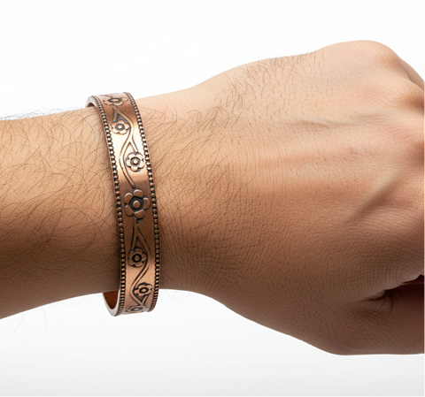 Braccialetto magnetico in rame motivo floreale