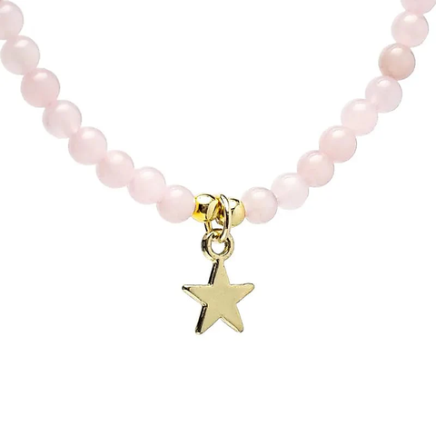 Collana regolabile quarzo rosa con ciondolo stella