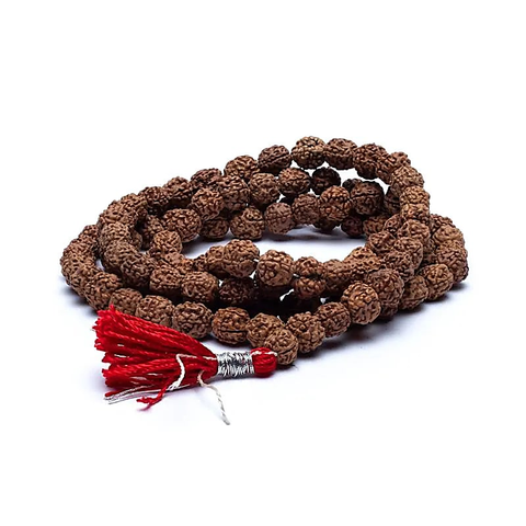 Japa Mala Rudraksha 108 grani con nappina rossa ok
