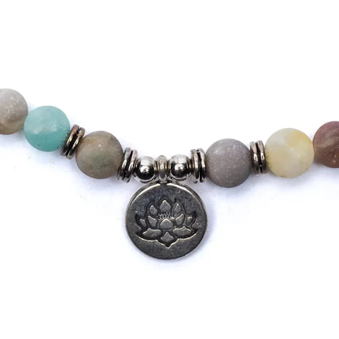 Mala in Amazzonite elastico con Loto
