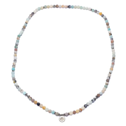 Mala in Amazzonite elastico con Loto