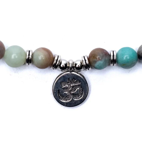 Mala in Amazzonite elastico con Om