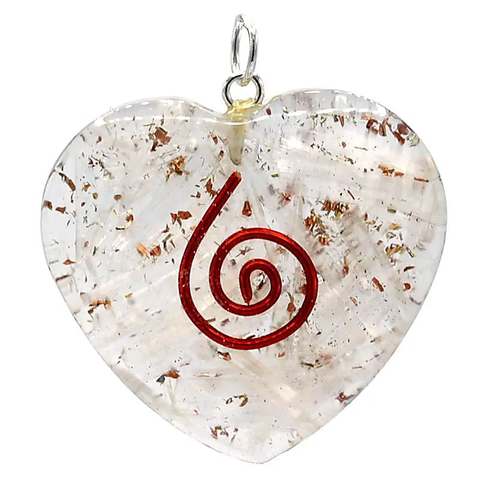 Orgonite ciondolo Selenite a forma di cuore - 3.5 cm