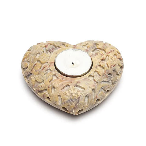 Bbrucia incenso / Porta candela  Cuore pietra ollare naturale