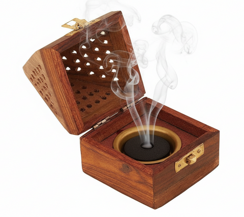 Bruciatore di incenso resina e grani in legno