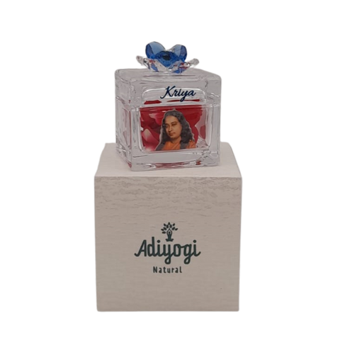 Scatola porta petali Kriya in vetro con fiore di loto